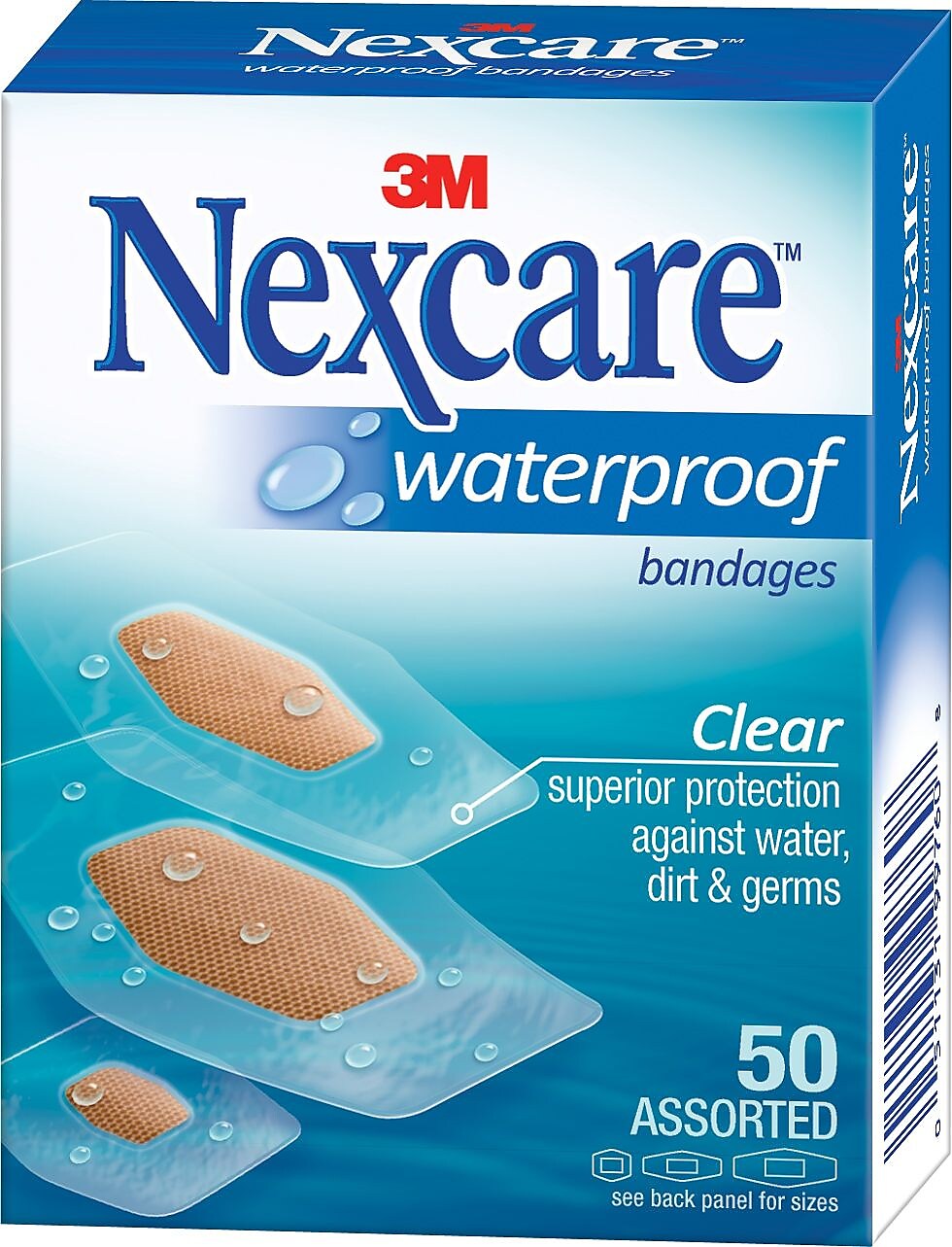 Nexcare™ Waterproof Bandages, Assorted, 50/Box