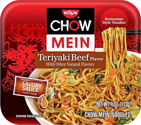 Nissin Chow Mein Noodles, Teriyaki Beef, 4 oz., 6/Carton