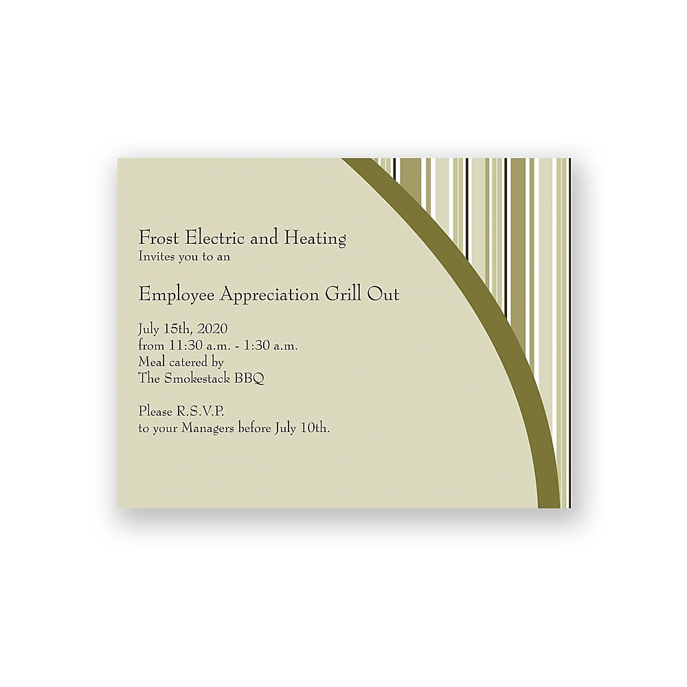 Note Card Invitation 5-1/2 Bar, Flat Card, 4/0, Includes Blank Envelopes, Qty 200