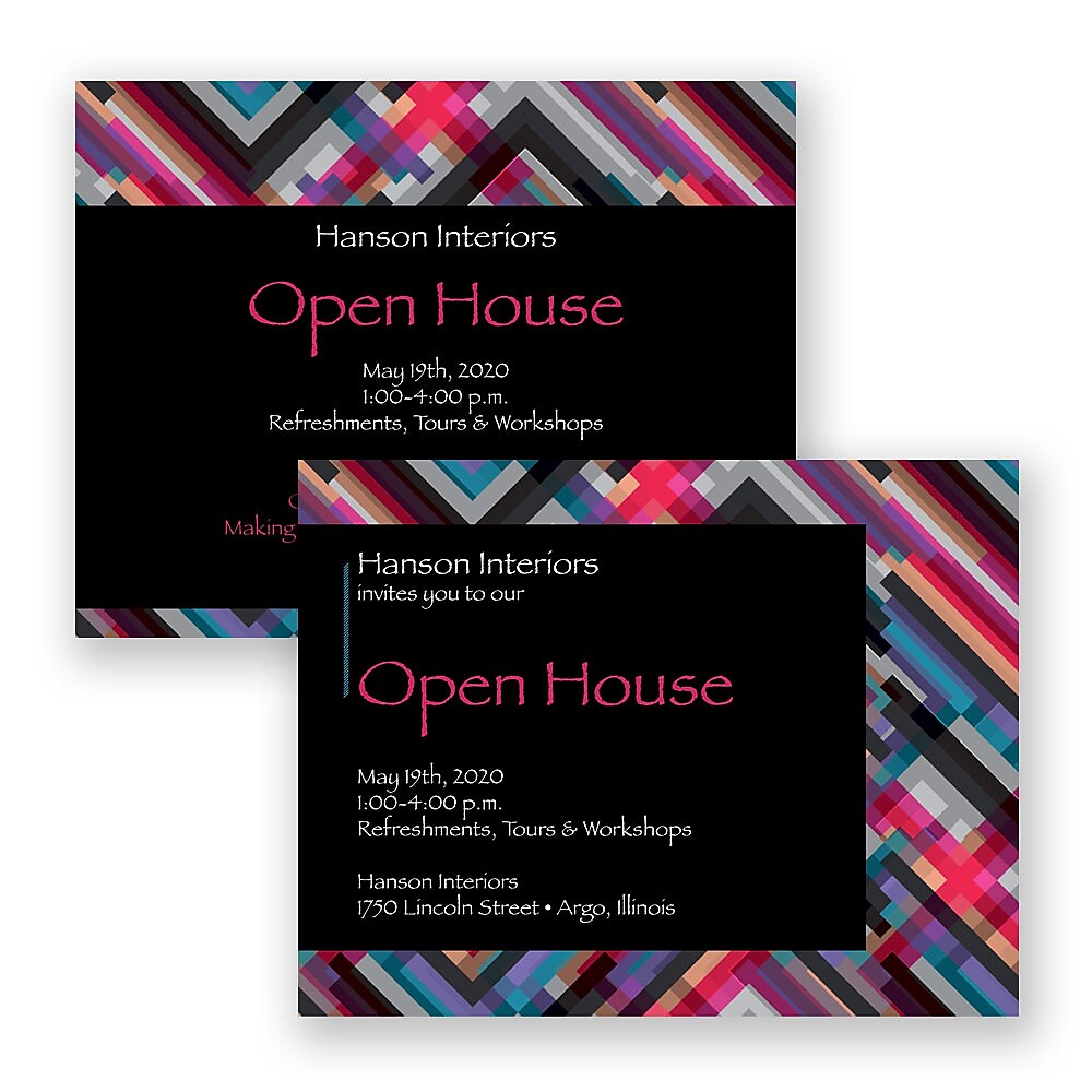 Note Card Invitation 5-1/2 Bar, Flat Card, 4/4, Includes Blank Envelopes, Qty 100