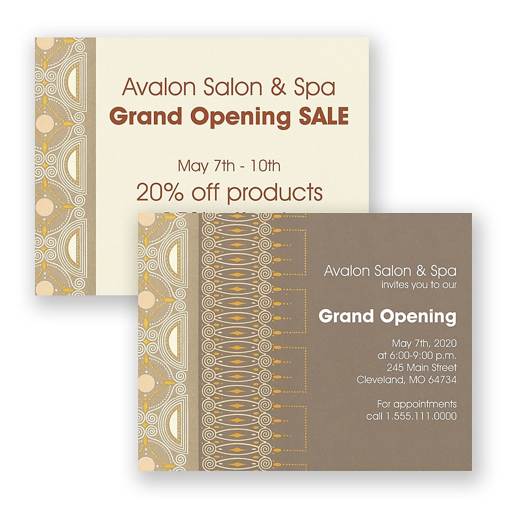 Note Card Invitation 5-1/2 Bar, Flat Card, 4/4, Includes Blank Envelopes, Qty 30