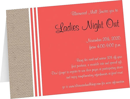 Note Card Invitation, 5-1/2 Bar Folded, 4/0, Includes Blank Envelopes