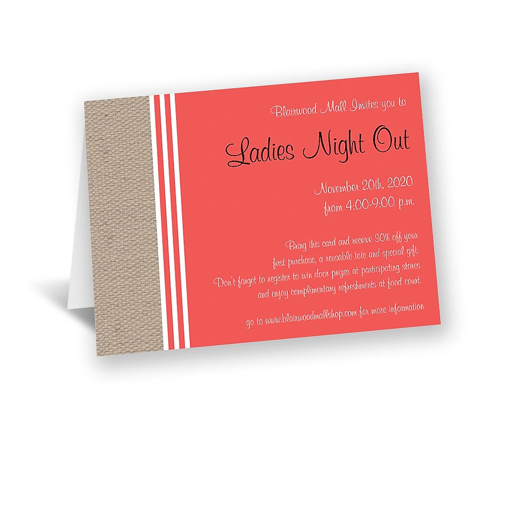 Note Card Invitation, 5-1/2 Bar Folded , 4/0, Includes Blank Envelopes, Qty 200