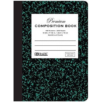 Notebook, Quadrille Rule, 7-7/8 x 10-1/8, White, 96 Sheets