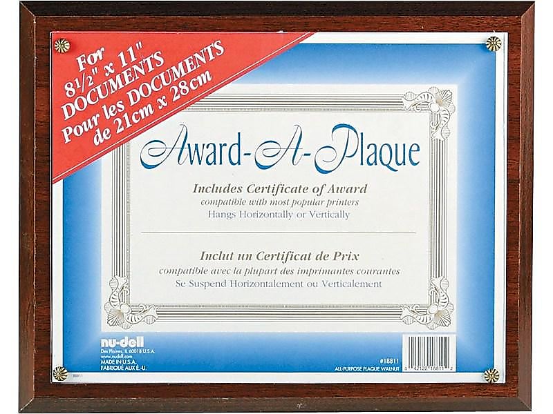 NuDell Economical MDF Certificate Frame, Walnut