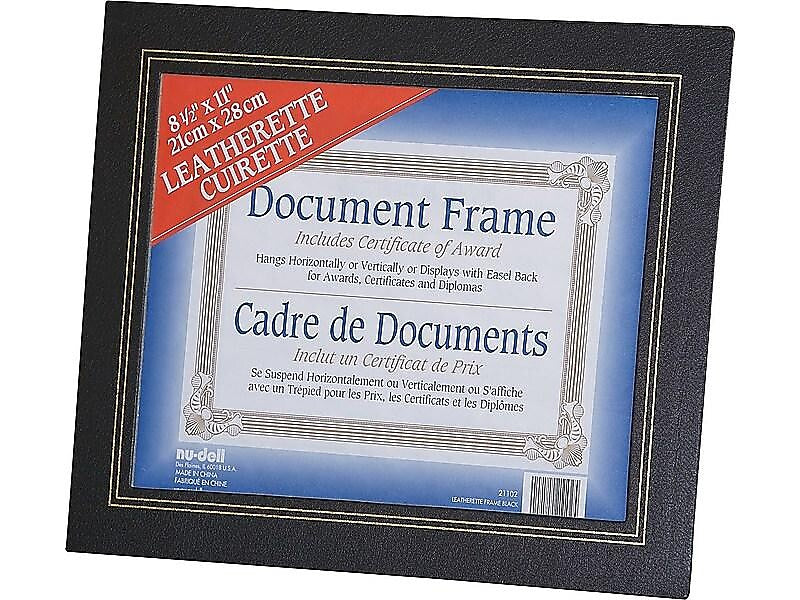NuDell Plastic Certificate Frames, Leatherette, 2/Pack