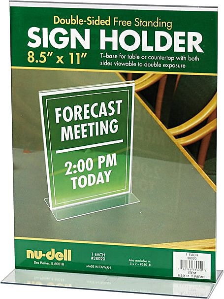 NuDell™ T-Shaped Sign Holder, Clear, 8-1/2