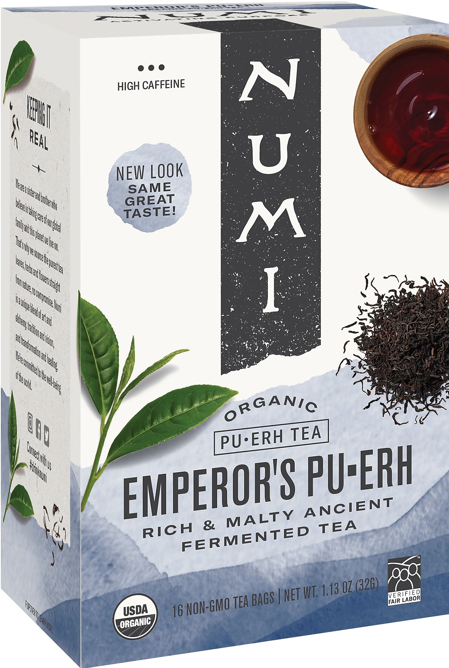 Numi® Emperor's Organic Pu-erh Tea, Higher Caffeine, 16 Bags/Box