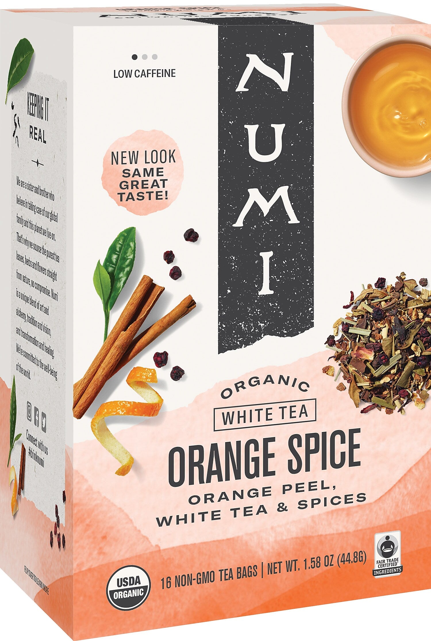 Numi Orange Spice White Tea Bags, 16/Box
