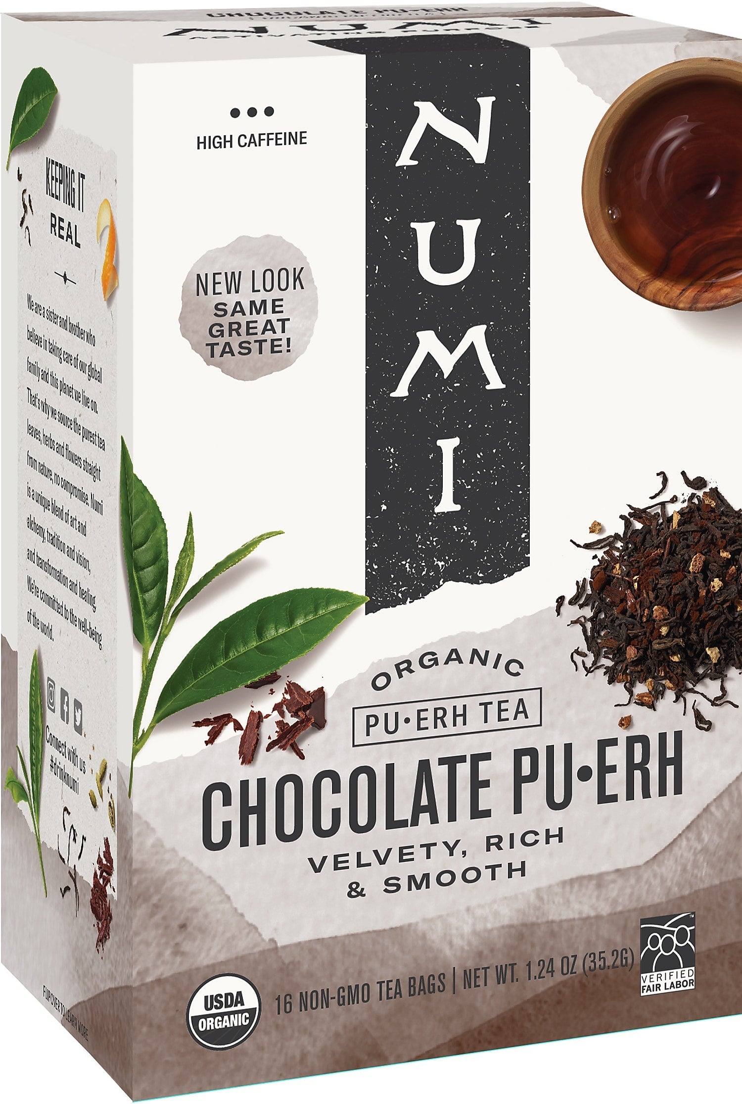 Numi Organic Puerh Chocolate Puerh Tea, 16/Box