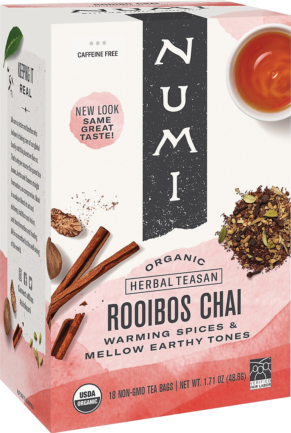 Numi Rooibos Chai Tea Bags, 18/Box