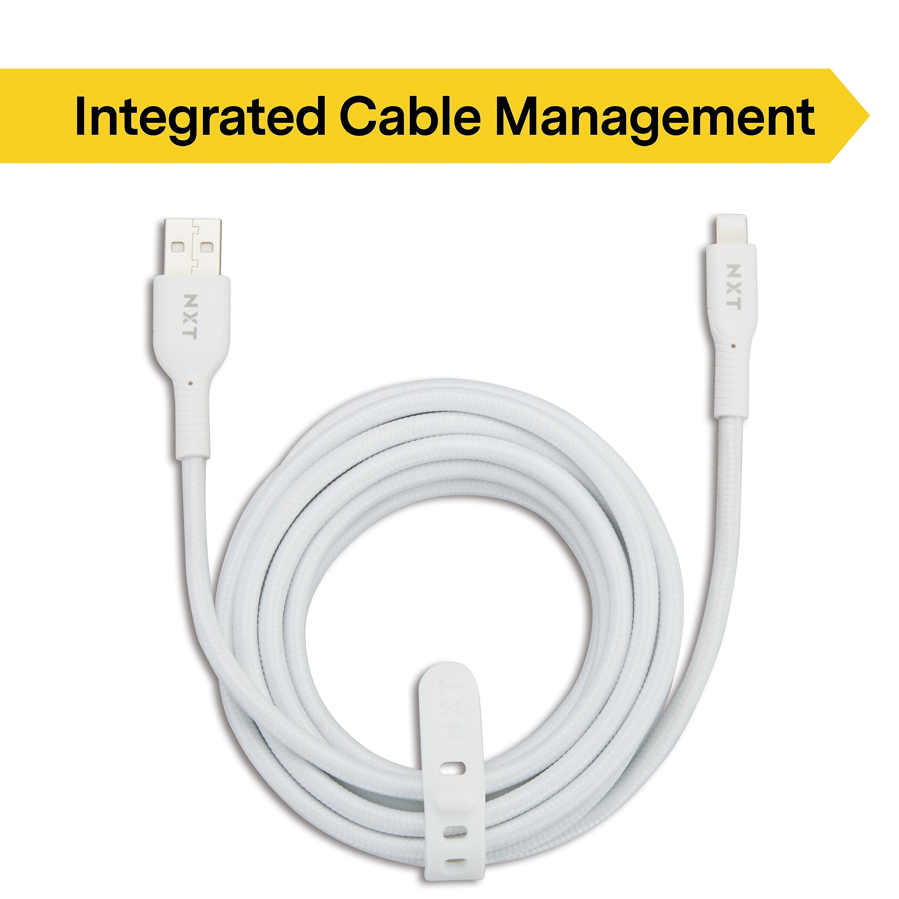 NXT Technologies™ 10 Ft. Braided Lightning to USB Cable, White