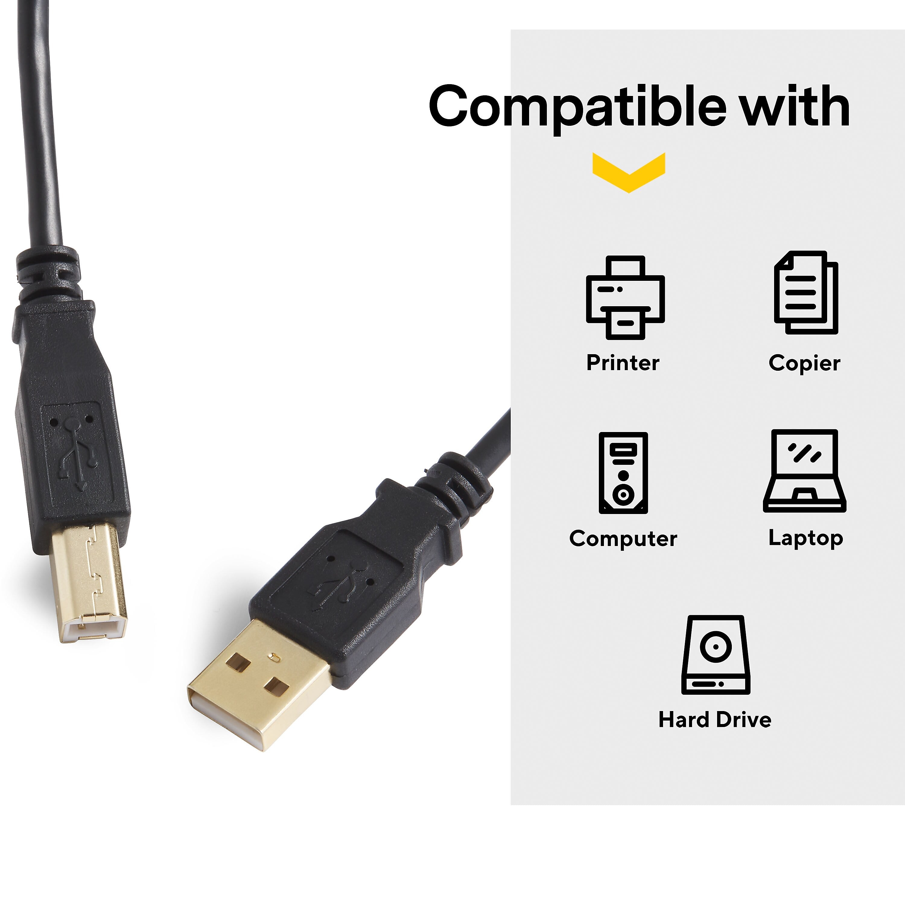 NXT Technologies™ 16' USB B to USB A Cable, Male to Male, Black