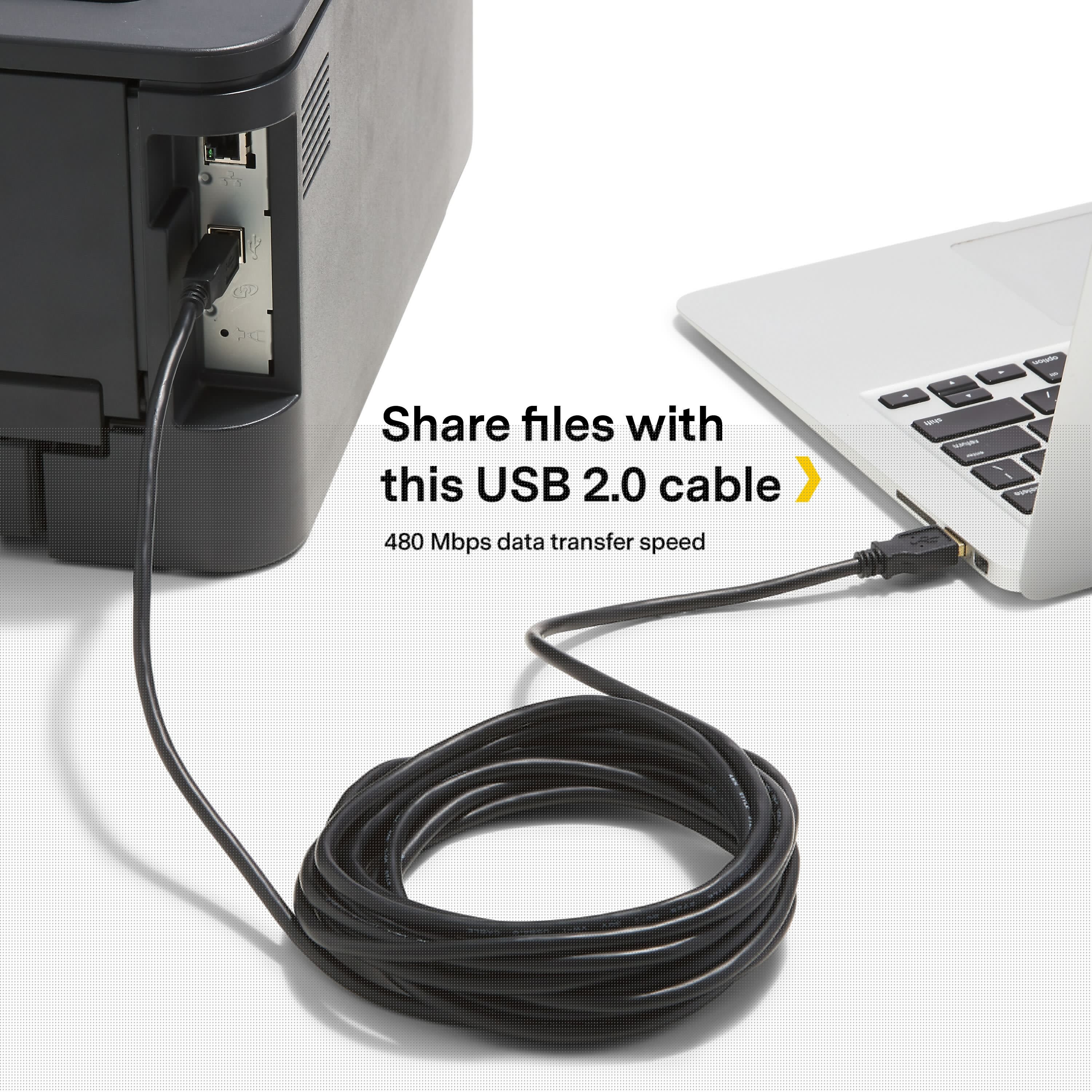 NXT Technologies™ 16' USB B to USB A Cable, Male to Male, Black