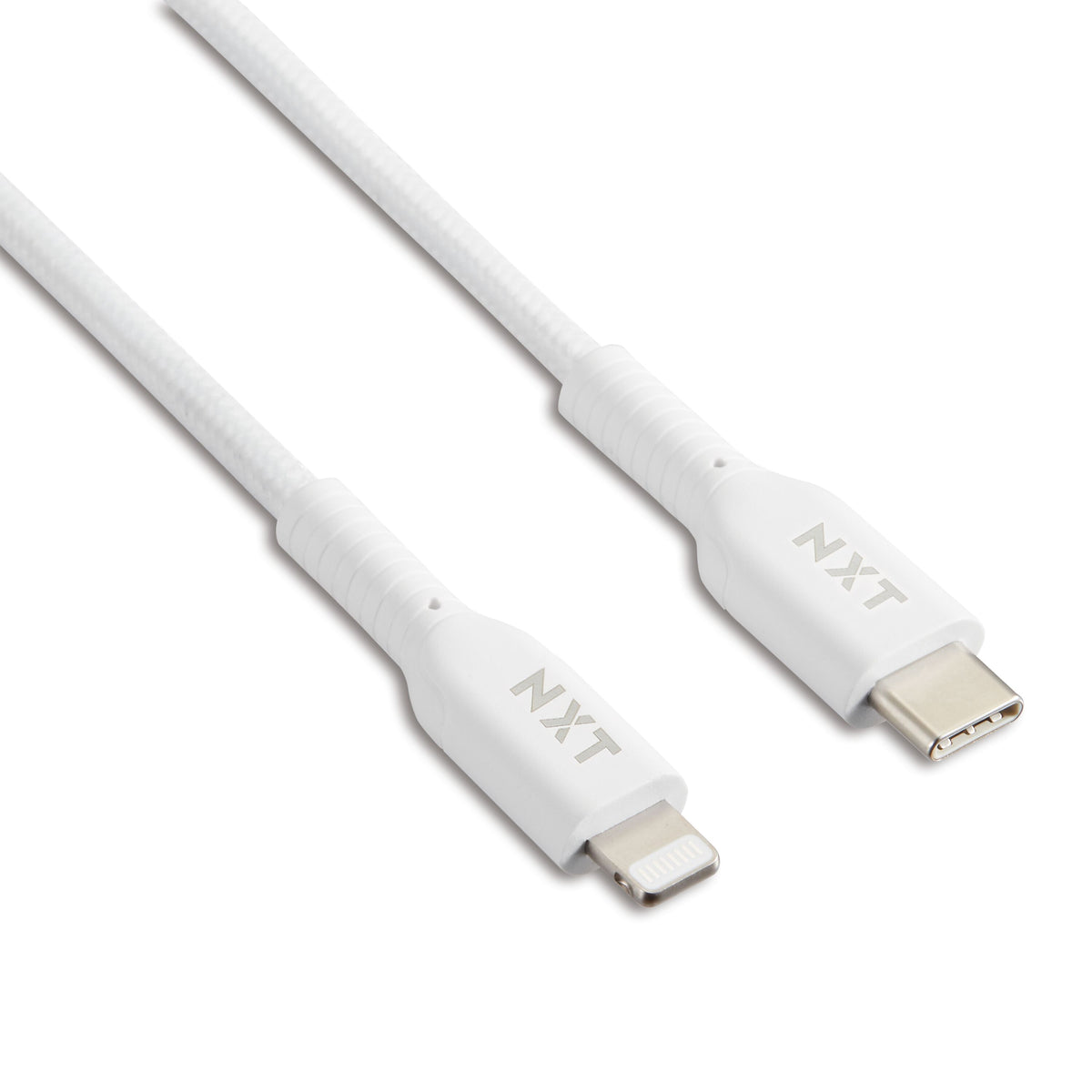 NXT Technologies™ 4 Ft. Braided USB-C to Lightning Cable for iPhone/iPad/iPod touch, White