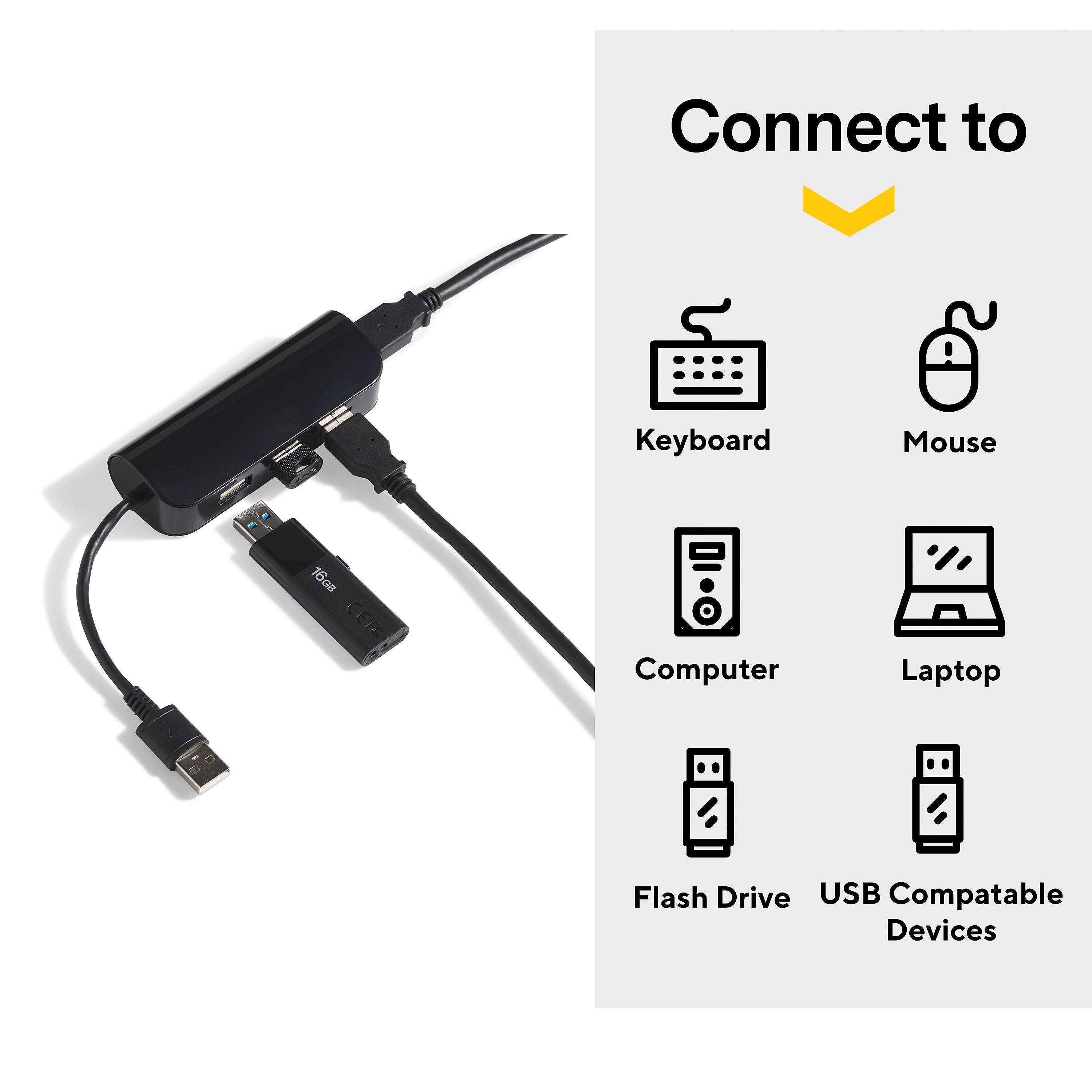 NXT Technologies™ 4-Port USB 2.0 Hub, Black