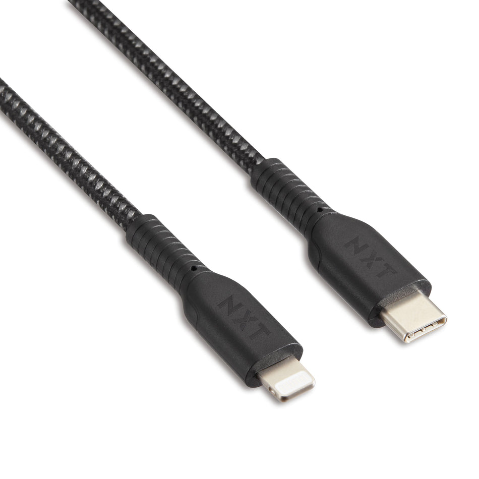 NXT Technologies™ 6 ft. Braided Lightning Cable to USB-C Cable, Black