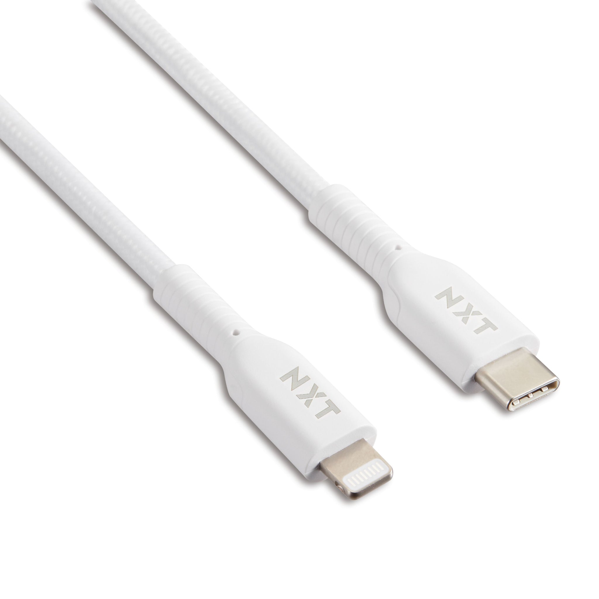 NXT Technologies™ 6 ft. Braided Lightning to USB-C Cable, White