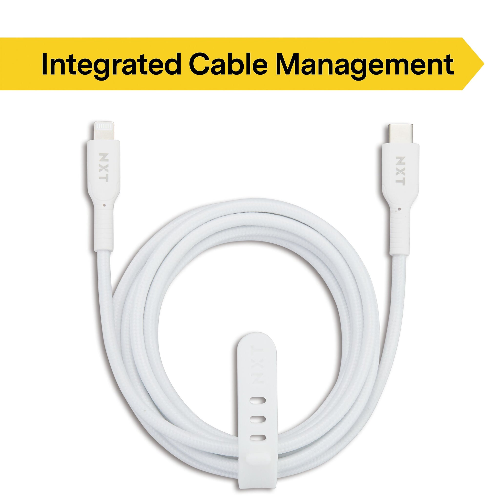 NXT Technologies™ 6 ft. Braided Lightning to USB-C Cable, White