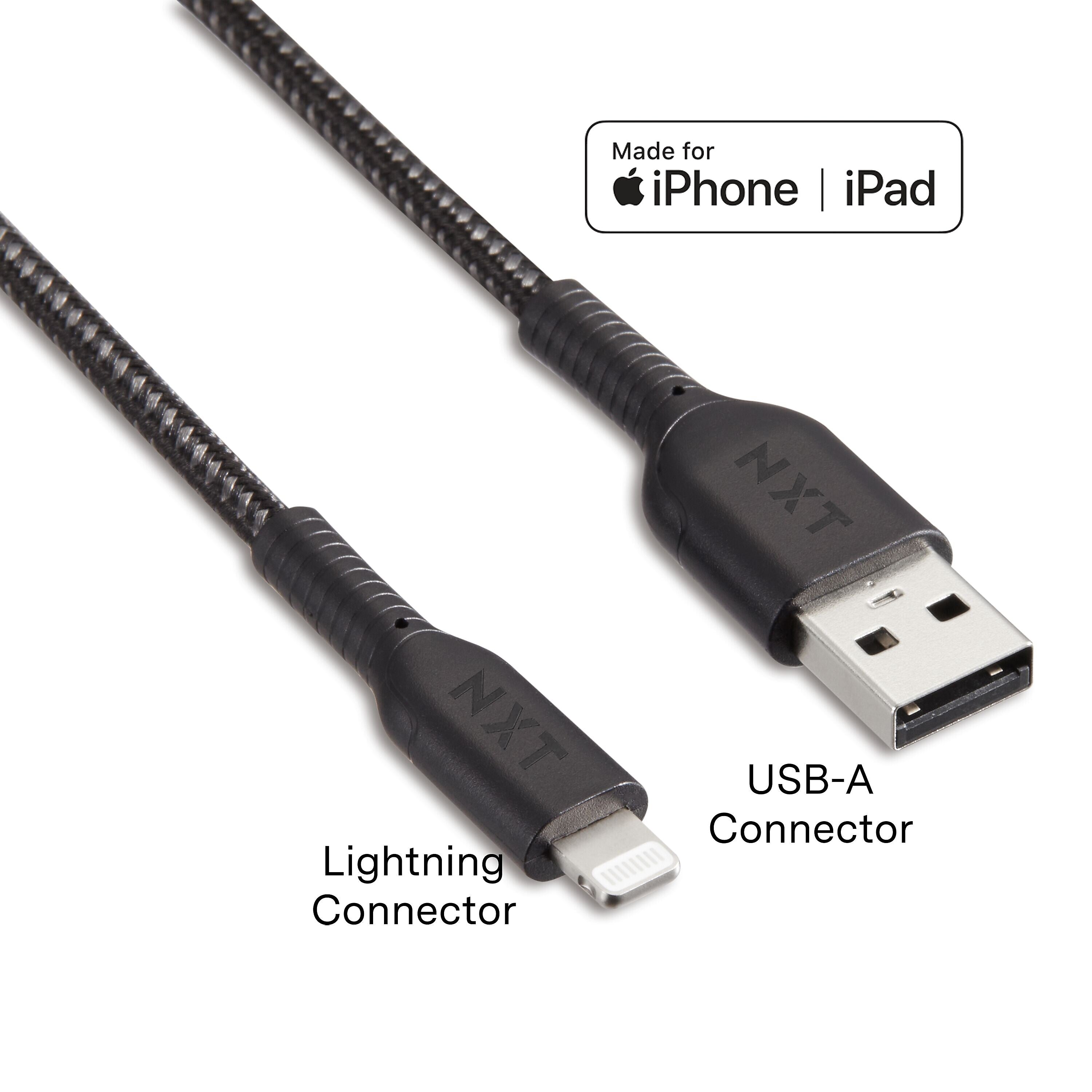 NXT Technologies™ 6 Ft. Braided Lightning to USB Cable, Black