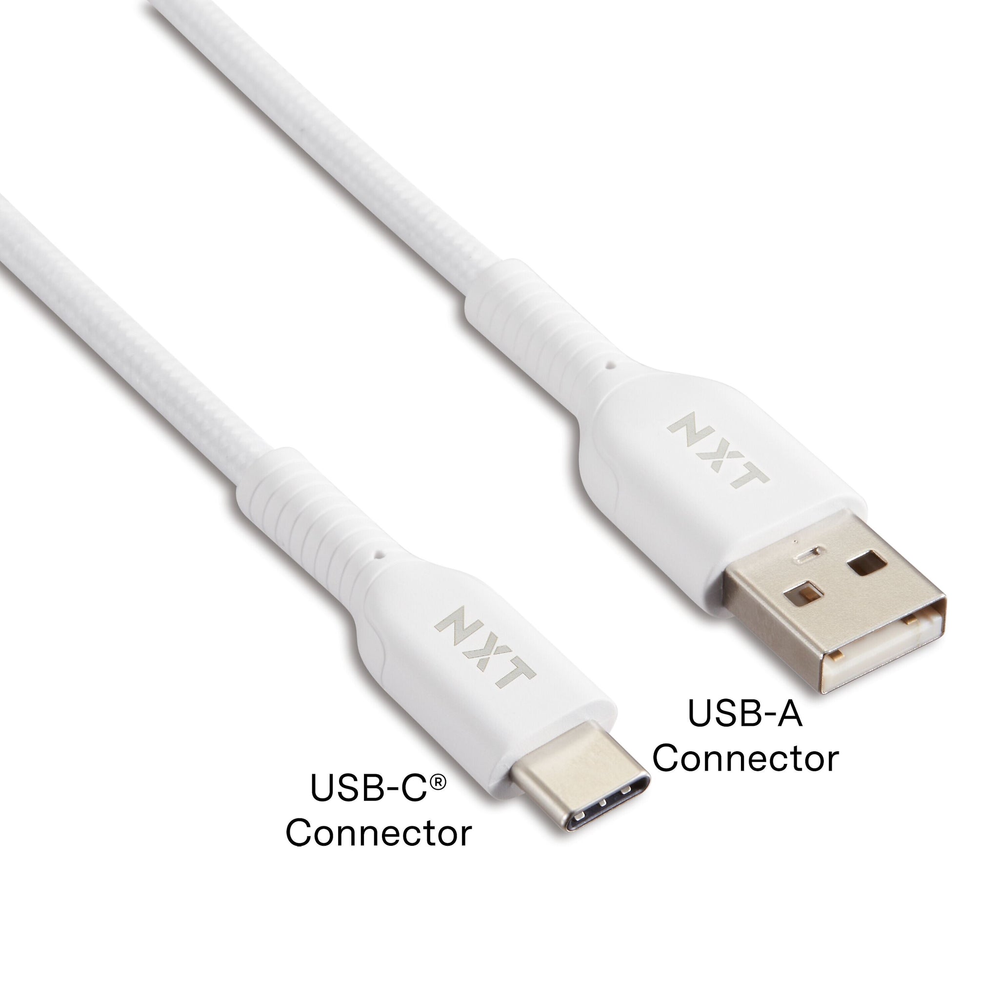 NXT Technologies™ 6 Ft. Braided USB-C to USB-A Cable, White