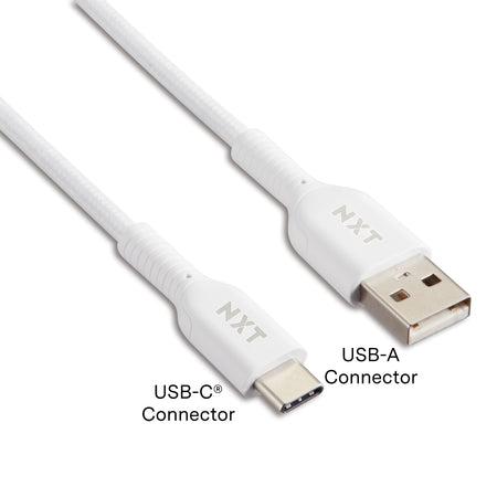 NXT Technologies™ 6 Ft. Braided USB-C to USB-A Cable, White