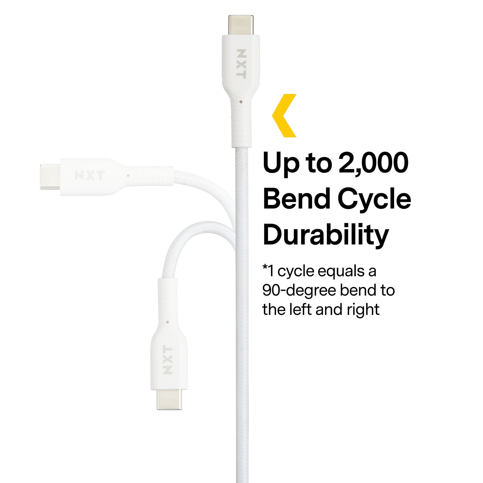 NXT Technologies™ 6 Ft. Braided USB-C to USB-A Cable, White