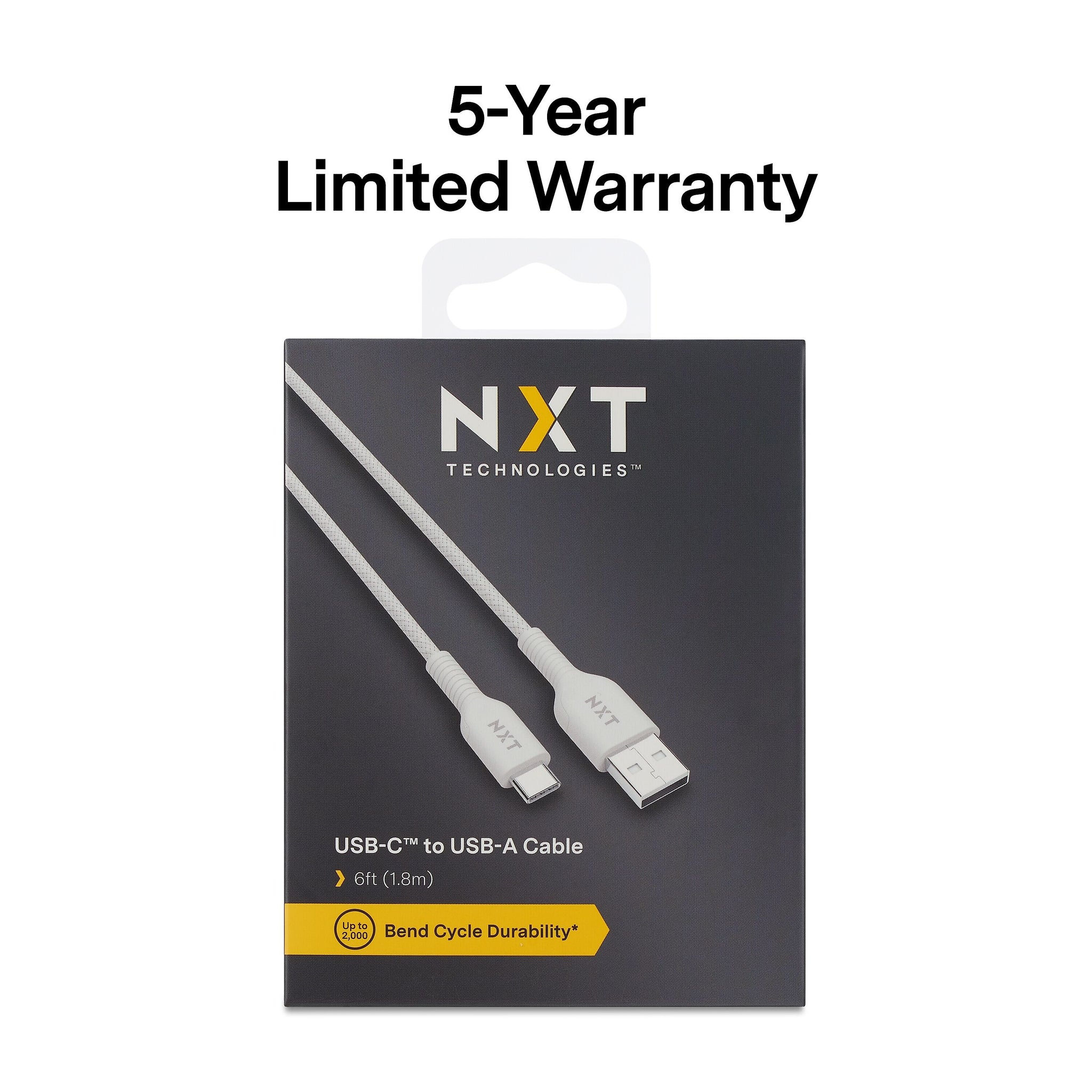 NXT Technologies™ 6 Ft. Braided USB-C to USB-A Cable, White