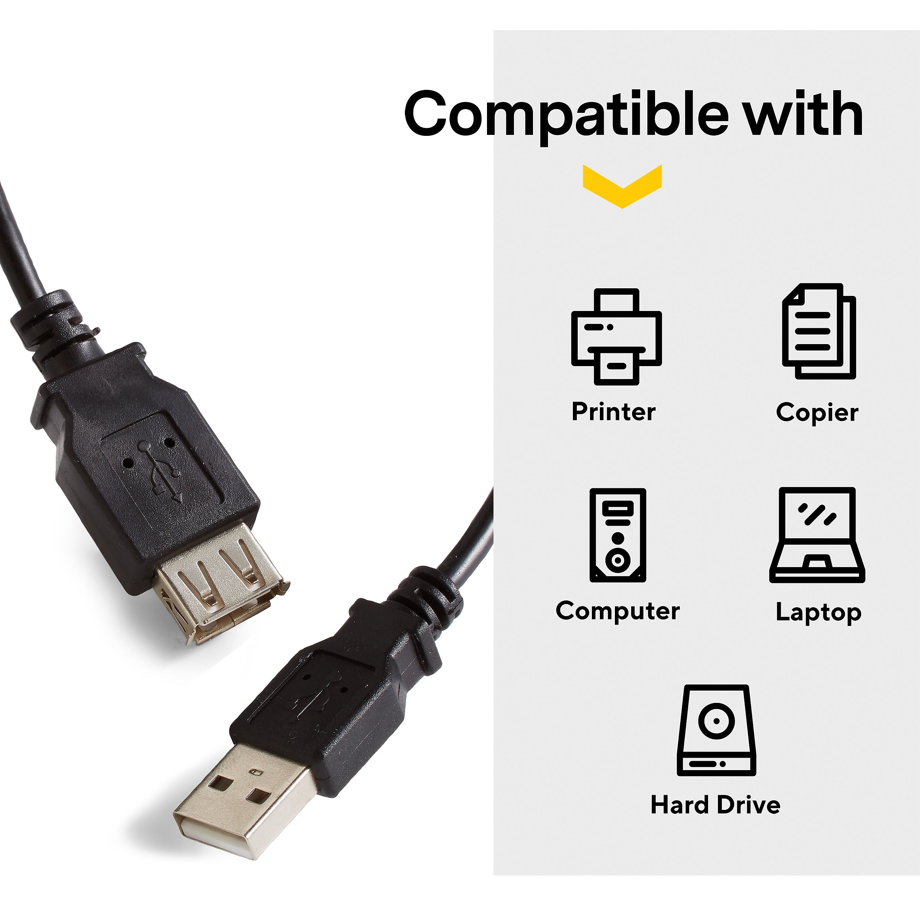 NXT Technologies™ 6' USB A Male/A Female, Black