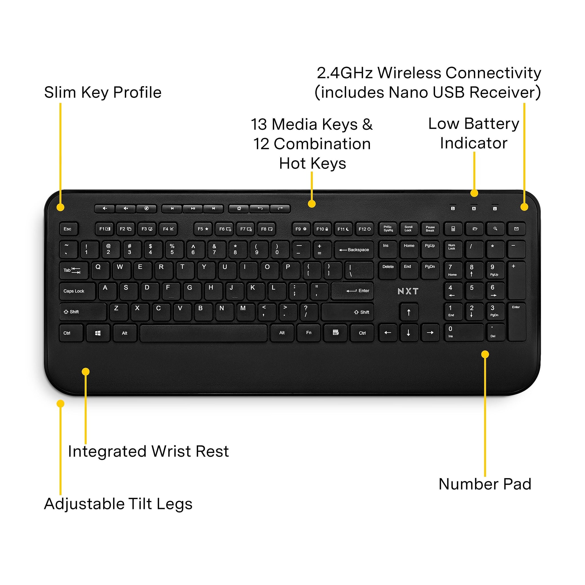 NXT Technologies™ Wireless Comfort Keyboard, Black