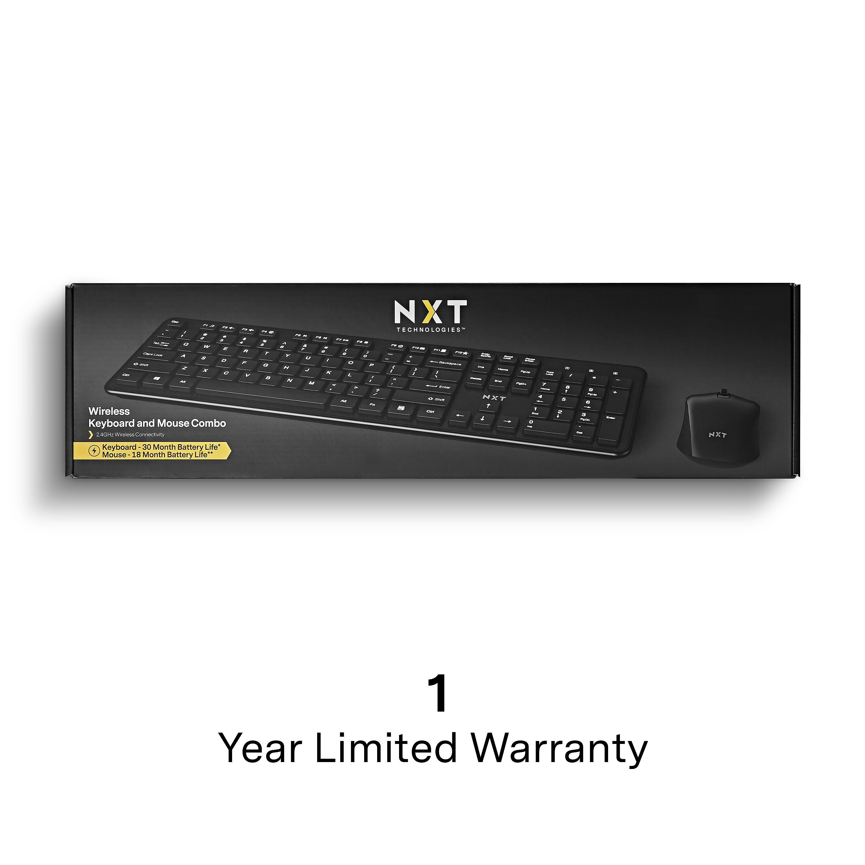 NXT Technologies™ Wireless Keyboard and Optical Mouse Combo, Black