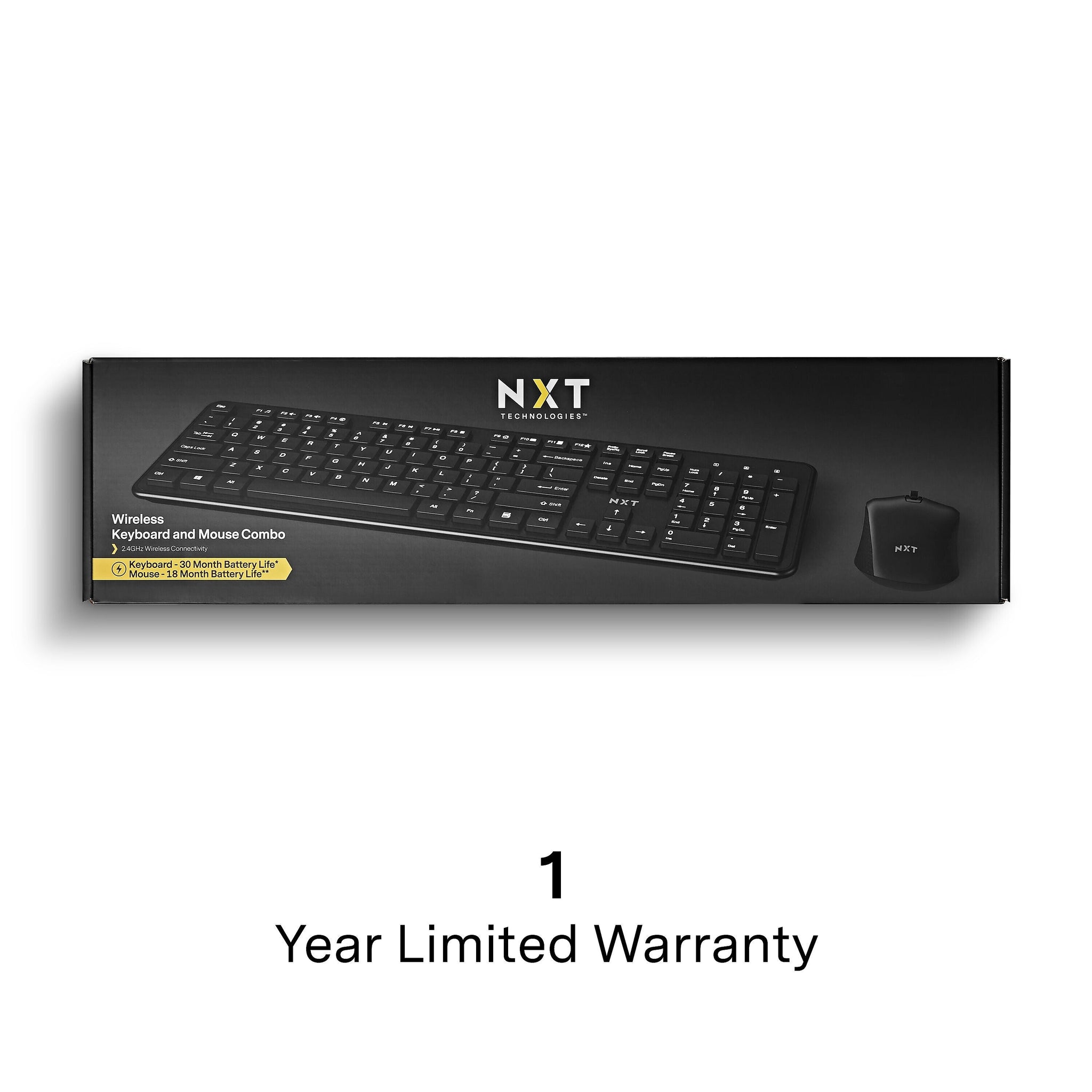 NXT Technologies™ Wireless Keyboard and Optical Mouse Combo, Black