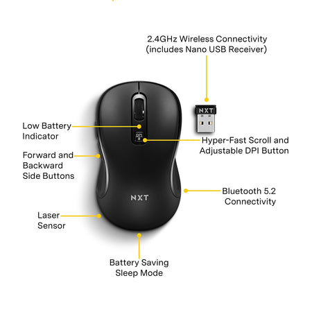 NXT Technologies™ Wireless Laser USB Mouse, Black