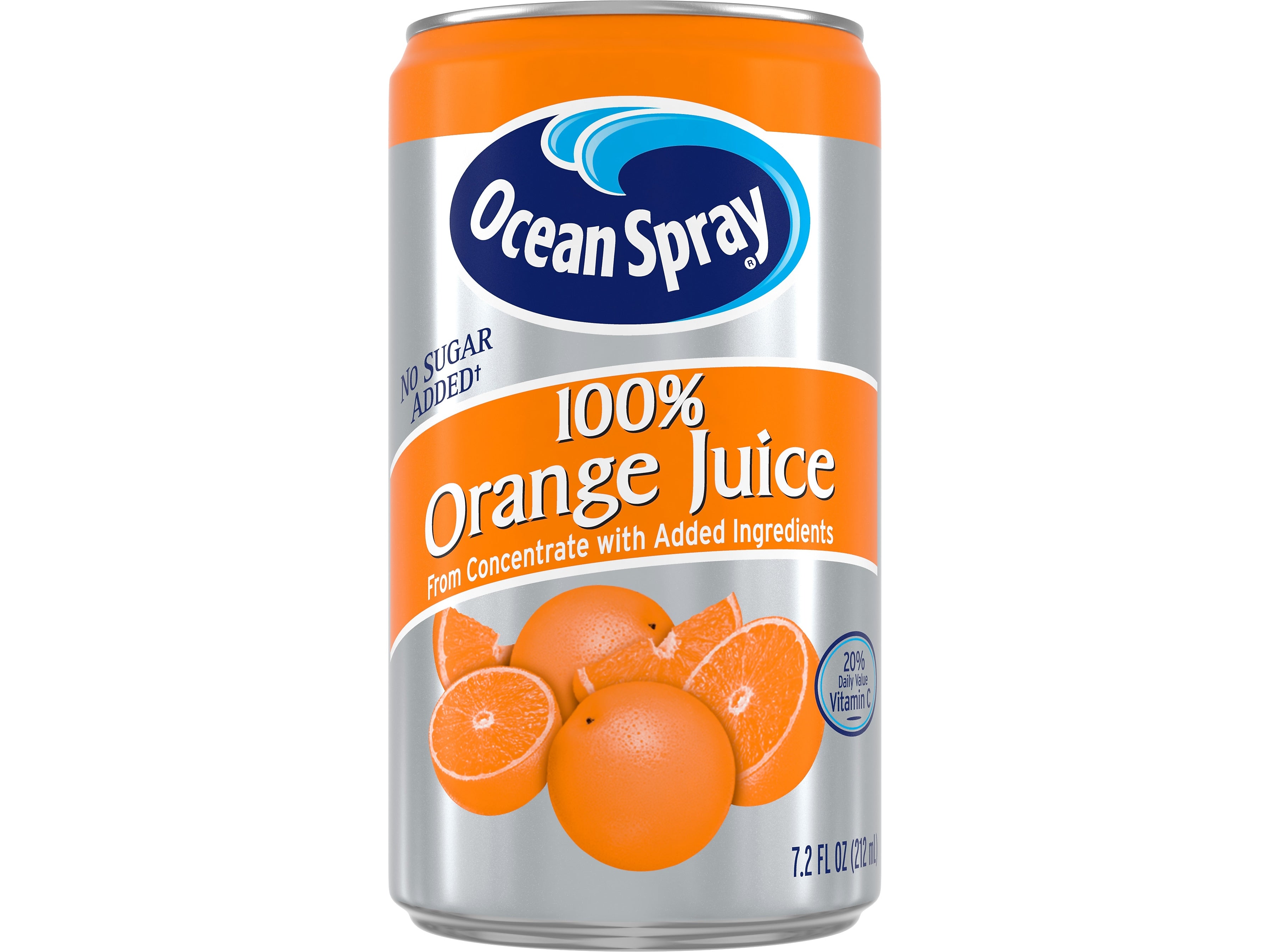 Ocean Spray 100% Orange Juice, No Sugar Added, 7.2 fl. oz., 24 Cans/Carton