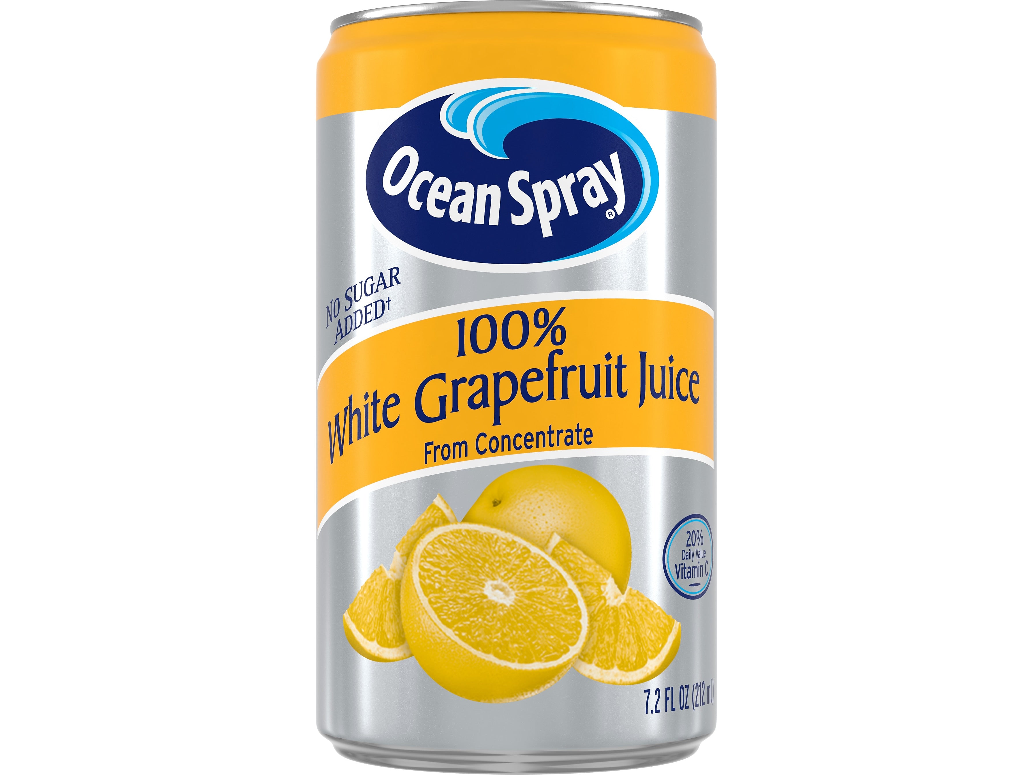 Ocean Spray 100% White Grapefruit Juice, No Sugar Added, 7.2 fl. oz., 24 Cans/Carton
