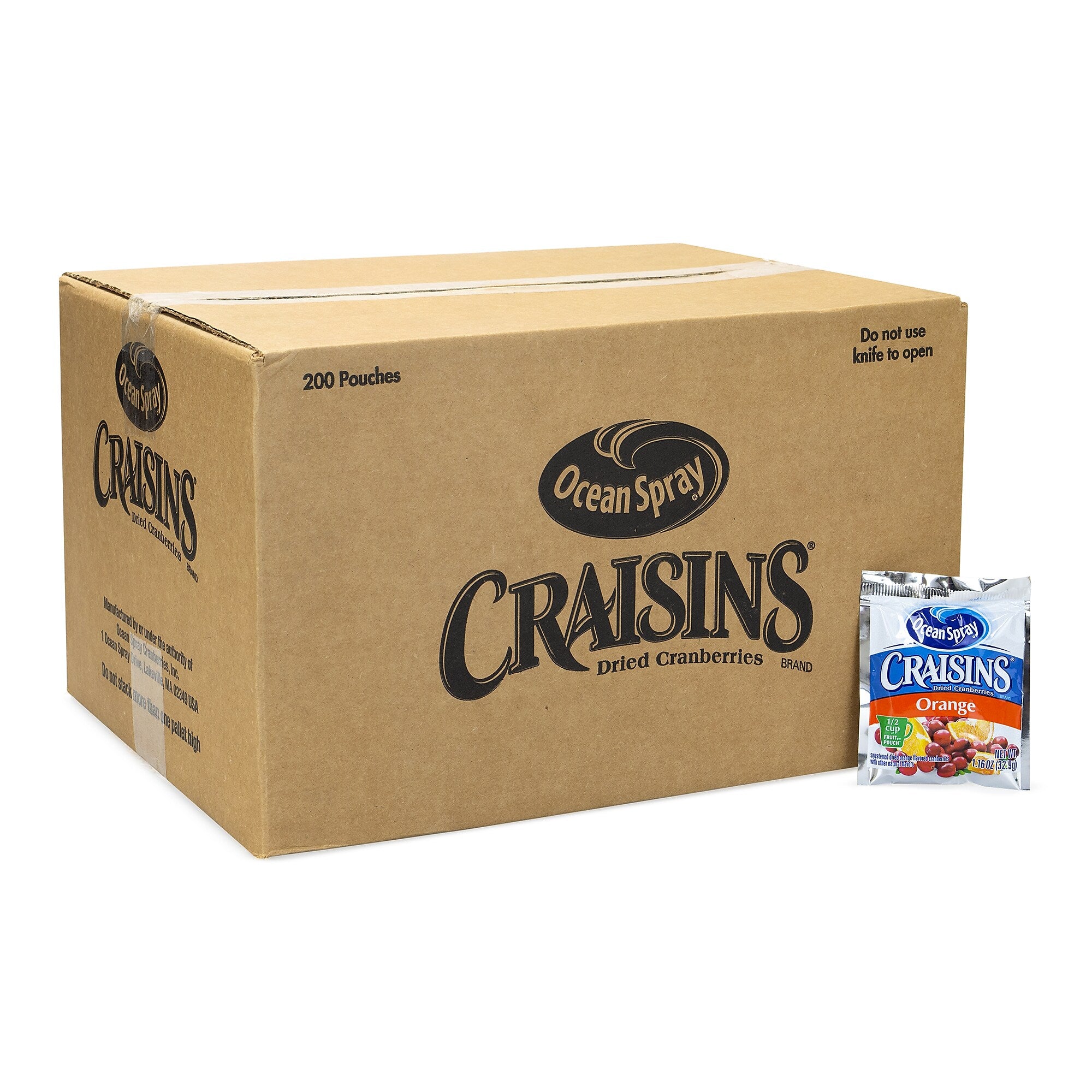 Ocean Spray Craisins Gluten Free Orange Dried Cranberries, 1.16 oz., 200 Packs/Box