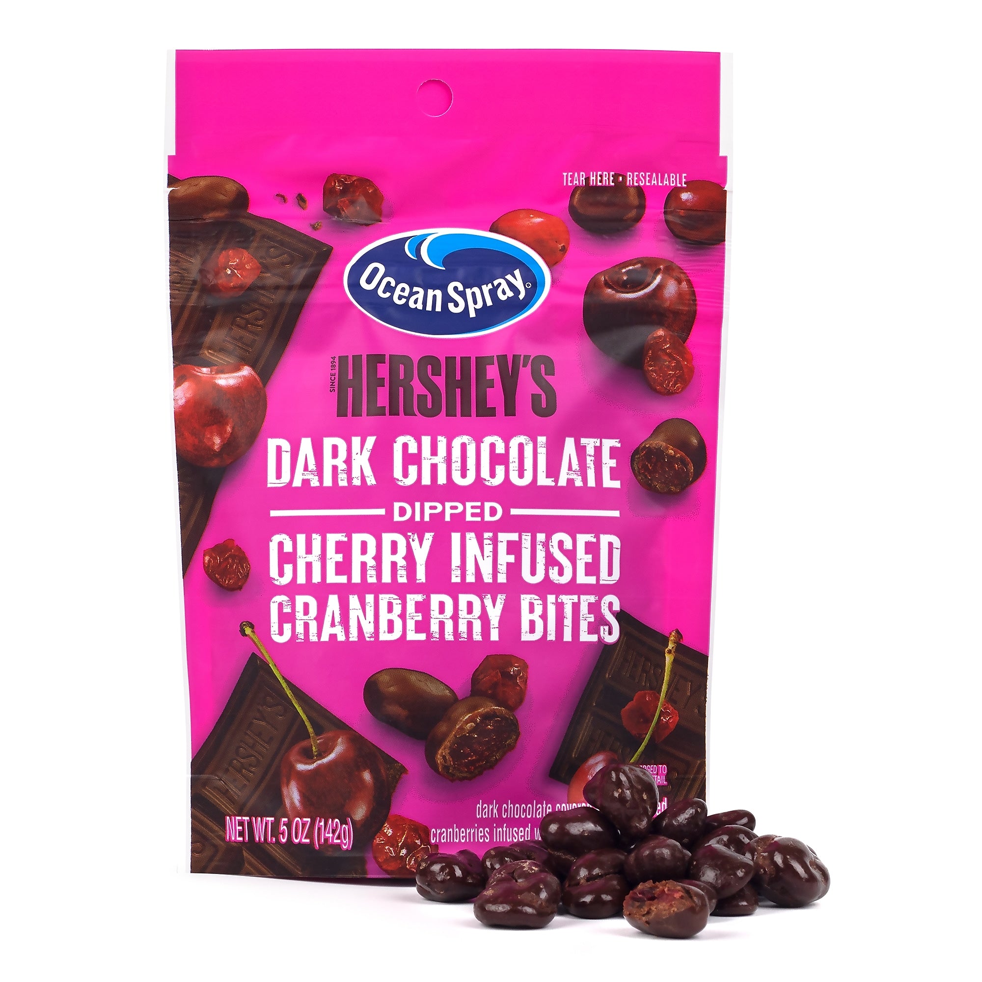 Ocean Spray/Hershey's Dark Choc Dipped Cherry Infused Cranberry Bites, 5.0 oz, 12/Pack
