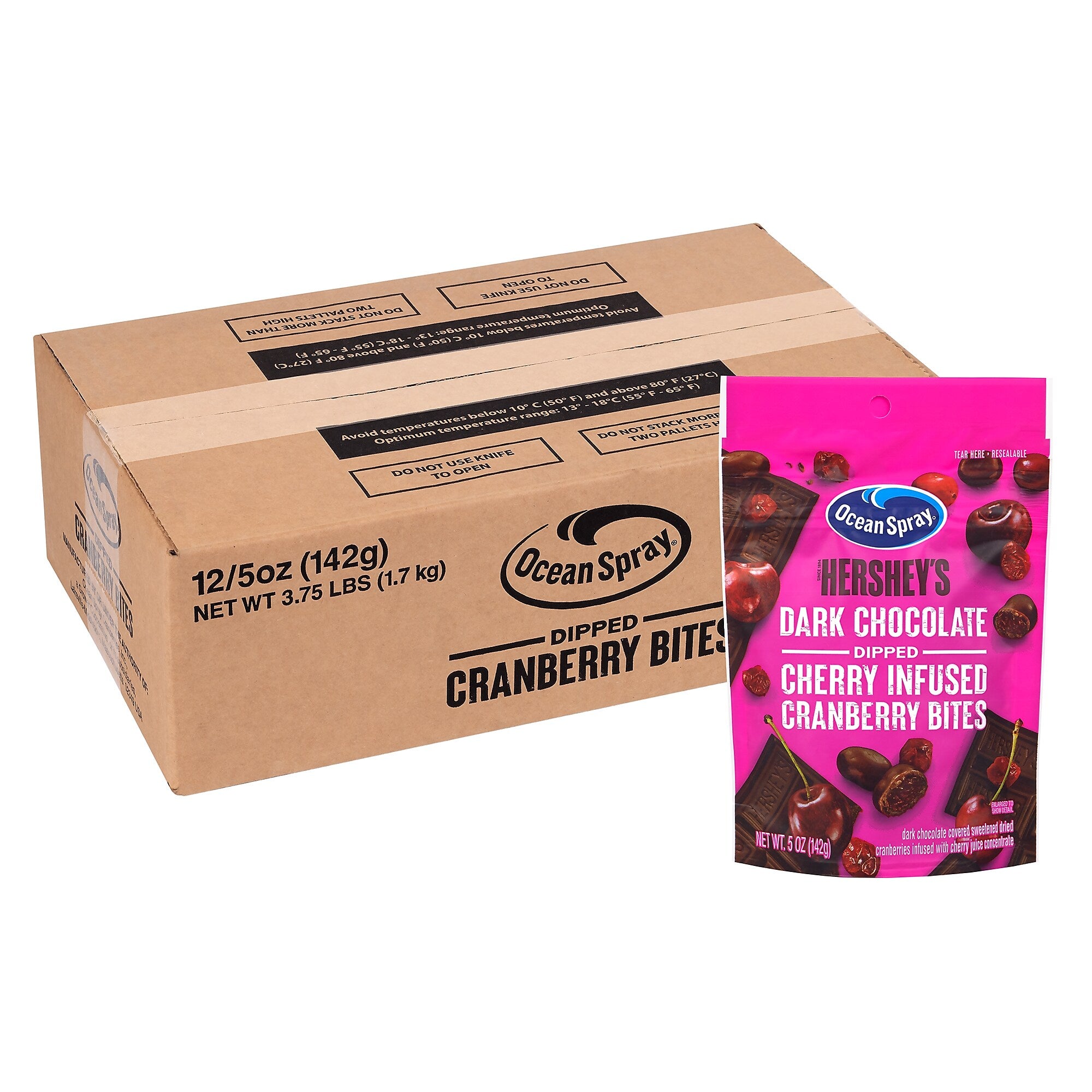 Ocean Spray/Hershey's Dark Choc Dipped Cherry Infused Cranberry Bites, 5.0 oz, 12/Pack