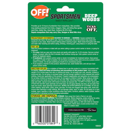 OFF! Deep Woods Sportsmen I Spray for Mosquitos, Odorless, 1 oz.