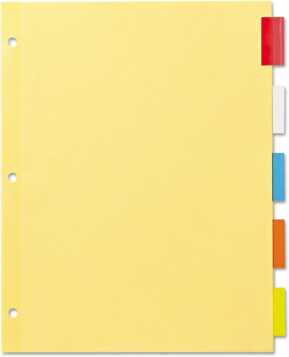 Office Essentials Insertable Paper Dividers, 5 Tabs, Multicolor