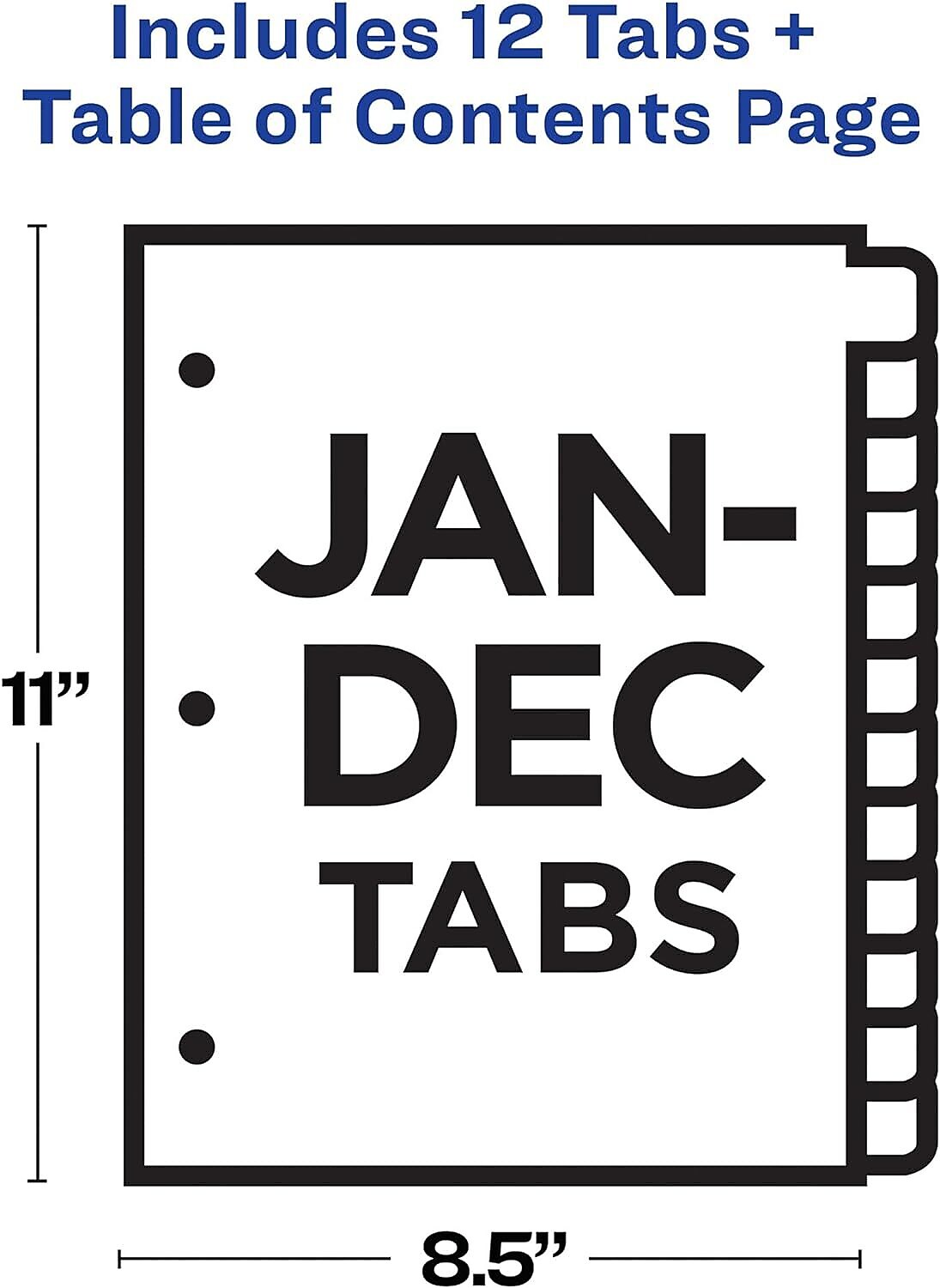 Office Essentials Table 'n Tabs Paper Dividers, Jan-Dec Tabs, Multicolor