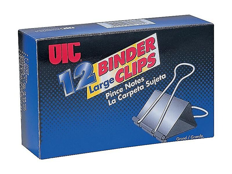 Officemate Binder Clips, Large, Black, 12/Box