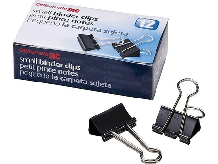 OfficeMate Binder Clips, Small, Black, 12/Box