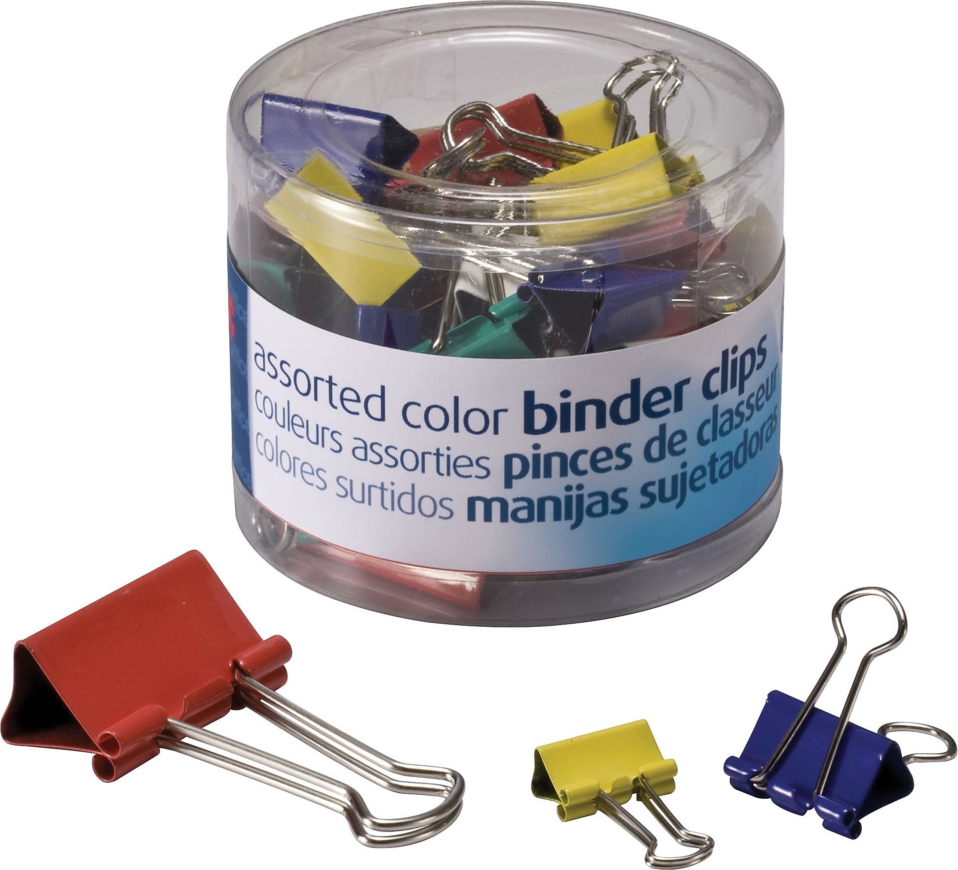 Officemate Colored Binder Clips Assortment, Assorted Sizes and Colors, 30/Pack