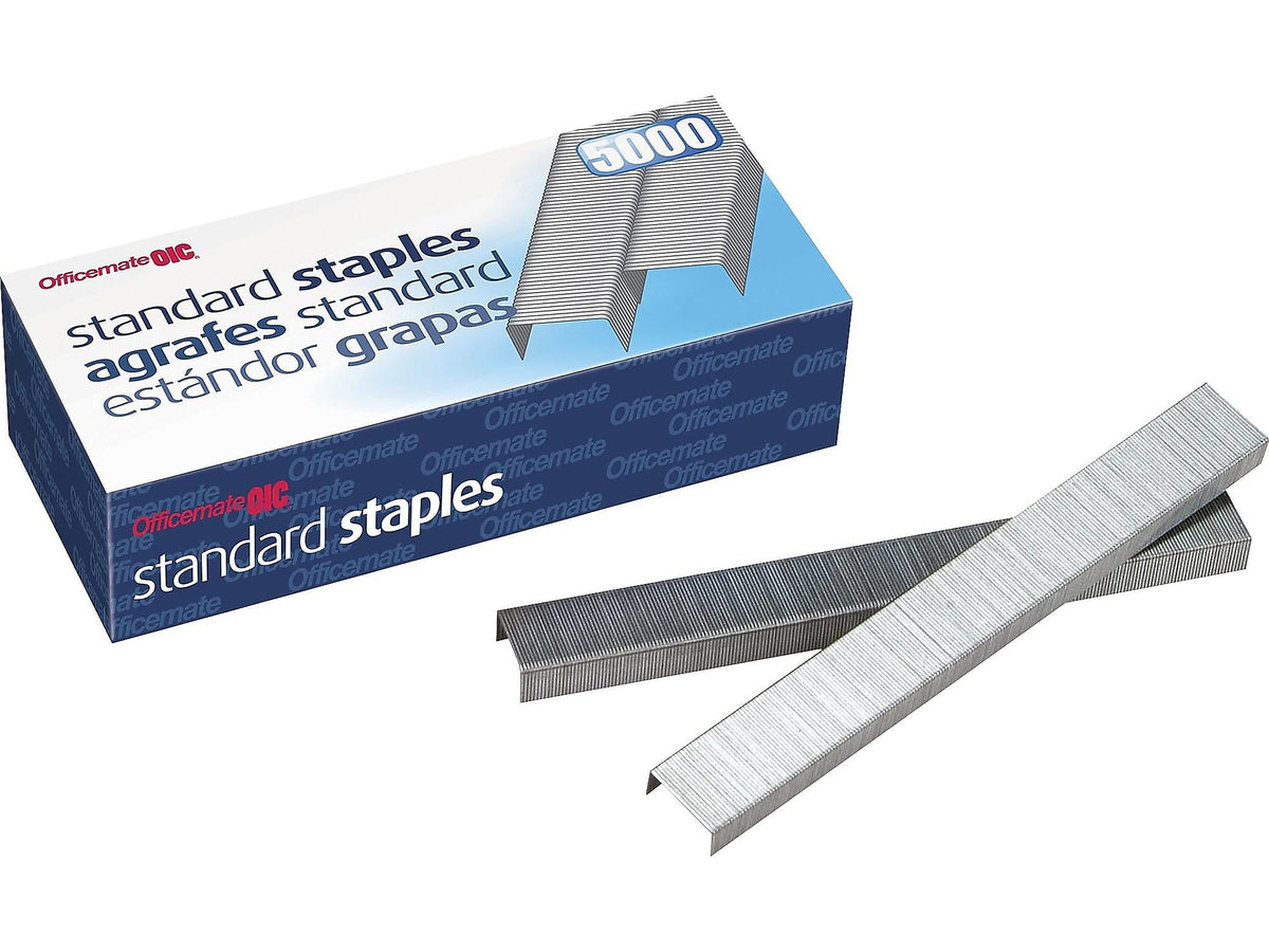 Officemate Standard Staples, 1/4" Leg Length, 5000/Box