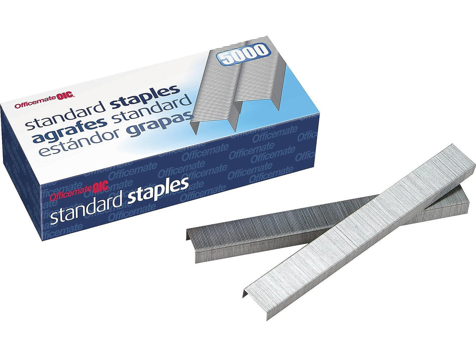 Officemate Standard Staples, 1/4" Leg Length, 5000/Box