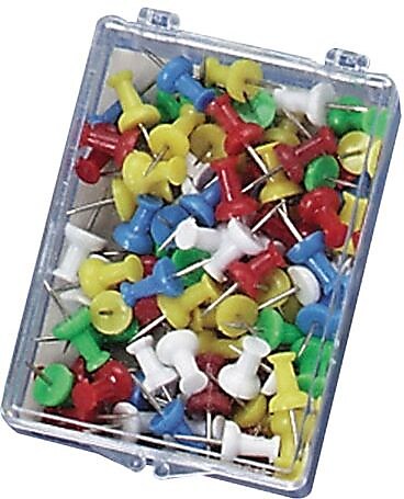 OIC Push Pins, Plastic, Assorted Colors, 20/Pack