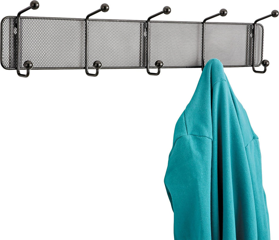 Onyx Mesh Wall Racks, 5 Hook, Steel