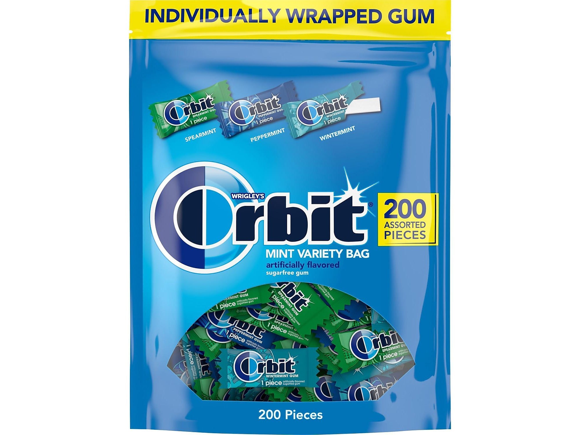 Orbit Mint Sugar Free Gum, Assorted Flavors, 13.4 oz., 200 Pieces/Pack, 200/Pack