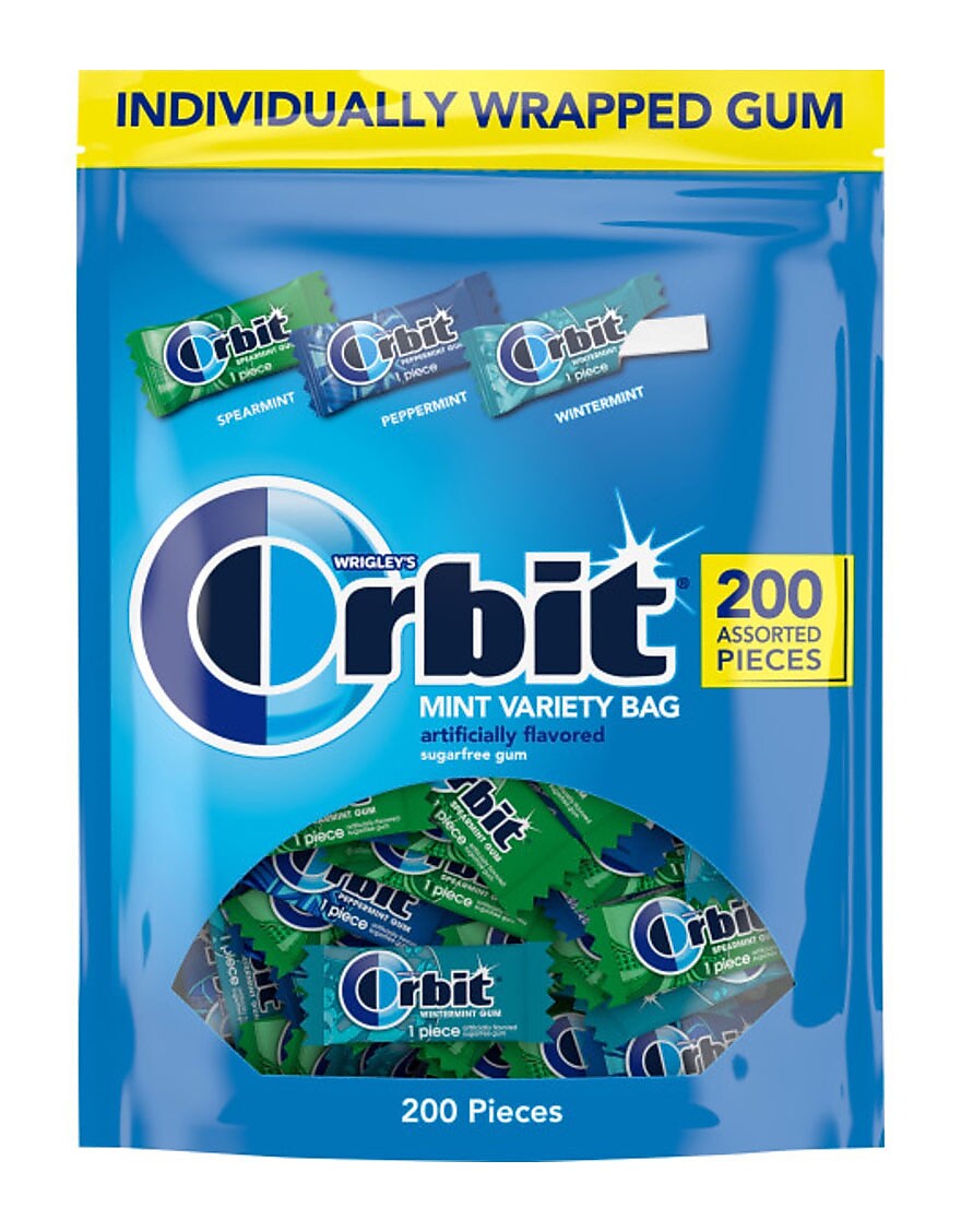 Orbit Mint Sugar Free Gum, Assorted Flavors, 13.4 oz., 200 Pieces/Pack, 200/Pack